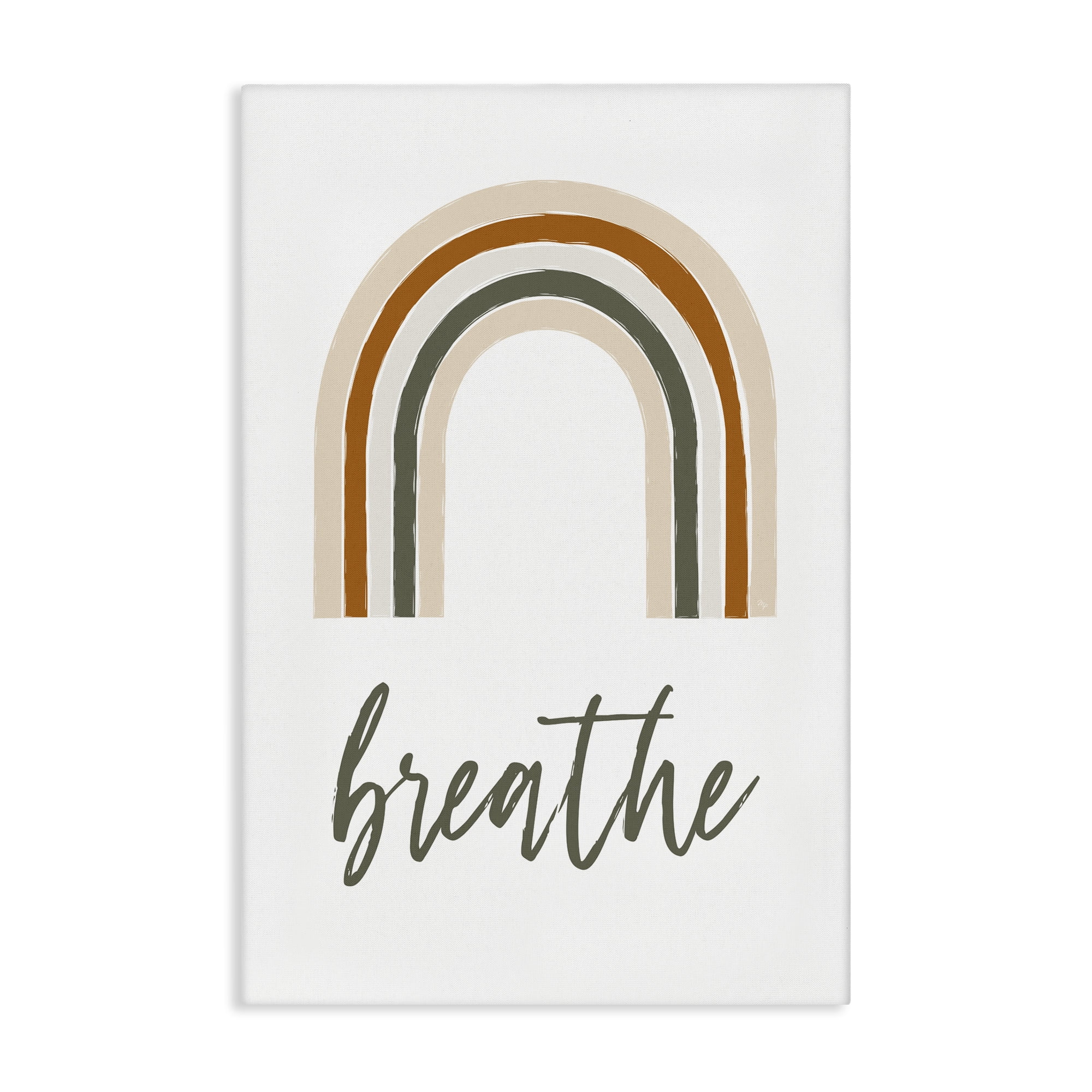 Stupell Industries Breathe with Subtle Earth Tones Text & Numbers Painting Wrapped Canvas Art Print Wall Art, 24 x 36