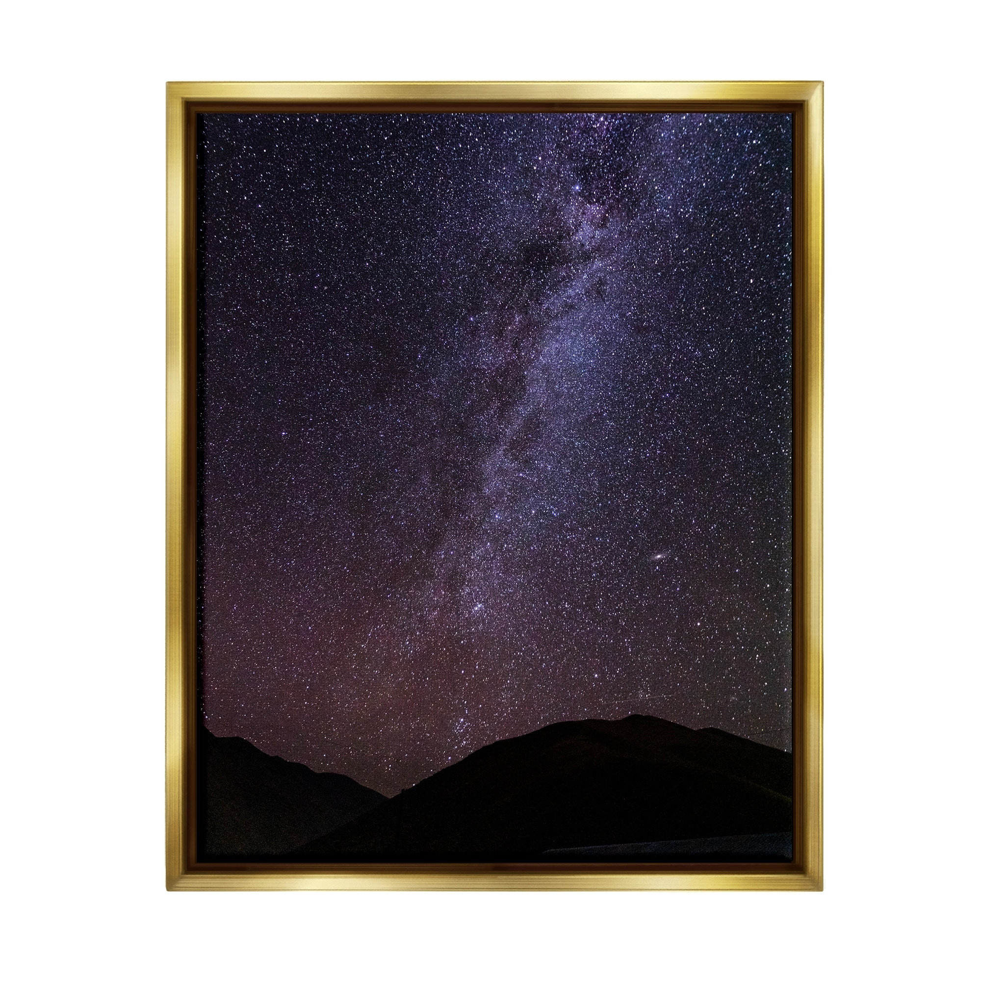 Stupell Industries Breathtaking Night Stars Milky Way Shining Over Mountains Photograph Metallic Gold Floating Framed Canvas Print Wall Art, Design by Steve Smith