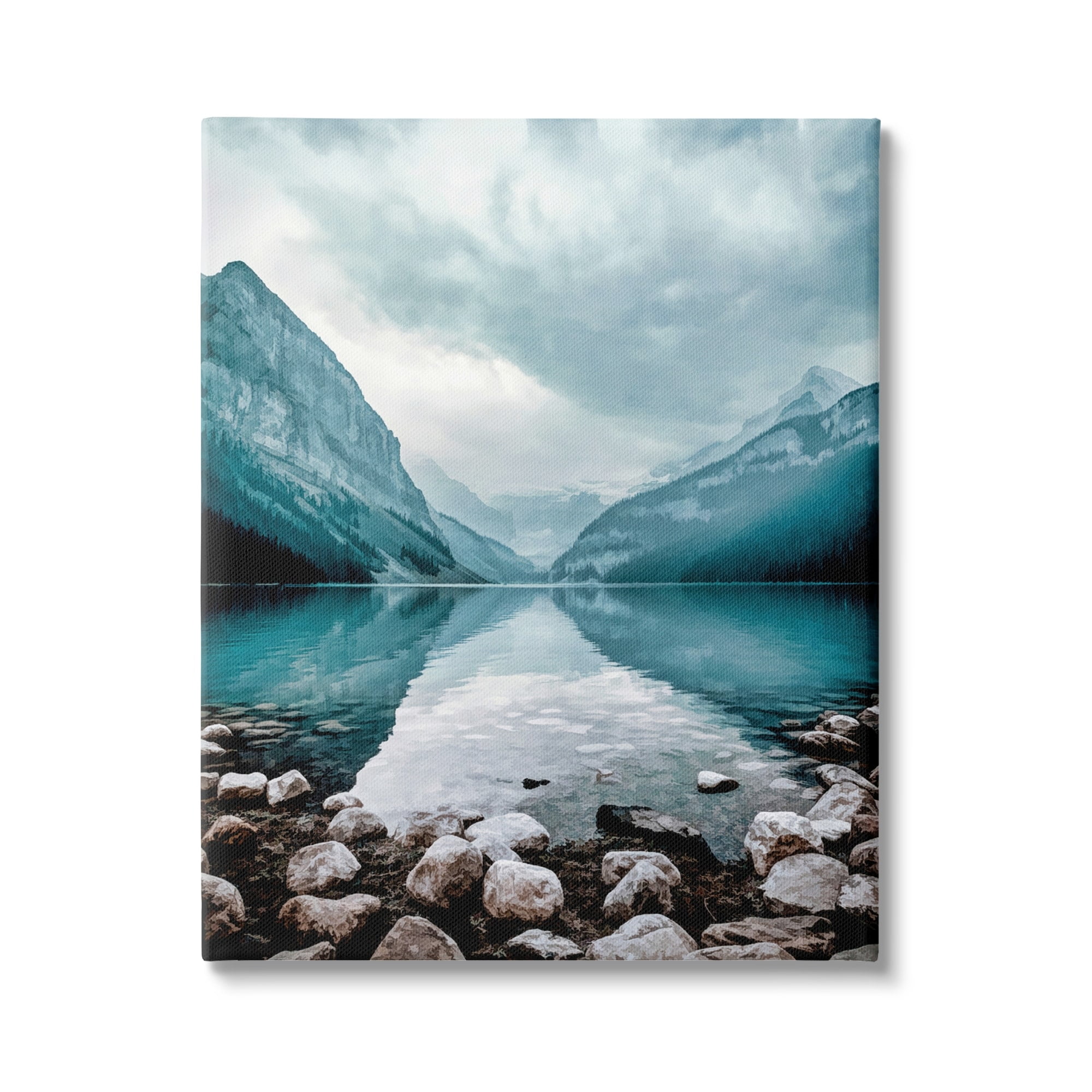 Stupell Industries Breathtaking Rocky River Scenery Blue Mountain Peaks Canvas Wall Art, 24 x 30, Design by Alpenglow Workshop