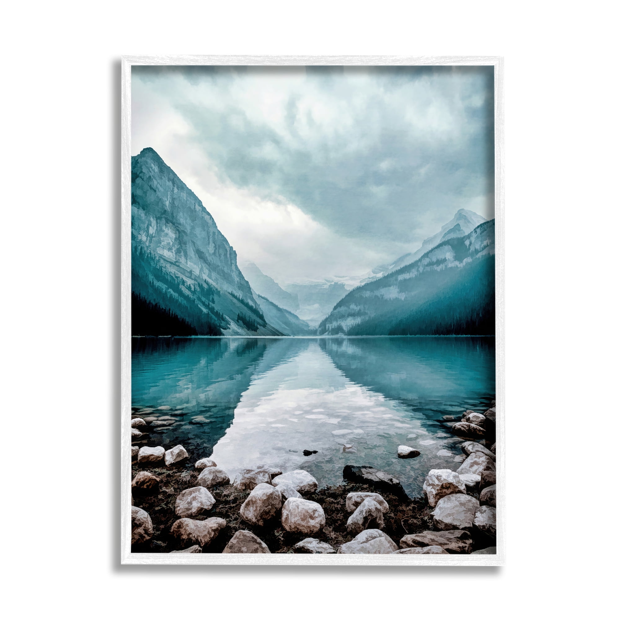Stupell Industries Breathtaking Rocky River Scenery Blue Mountain Peaks Framed Wall Art, 16 x 20, Design by Alpenglow Workshop