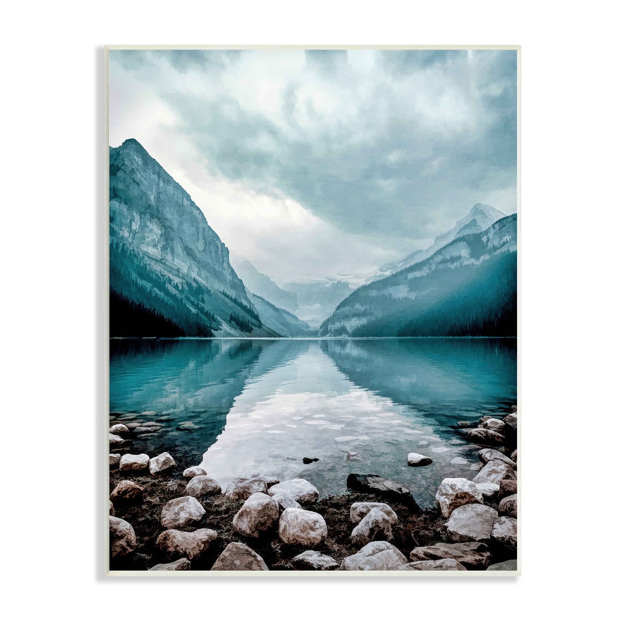 Stupell Industries Breathtaking Rocky River Scenery Blue Mountain Peaks Wood Wall Art, 10 x 15, Design by Alpenglow Workshop