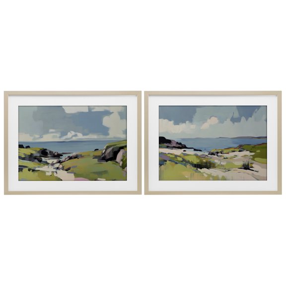 Stupell Industries Breezy Bay Landscape 2 Piece Birch Framed Print Under Glass Set design by Elara Yasna, 14 x 20