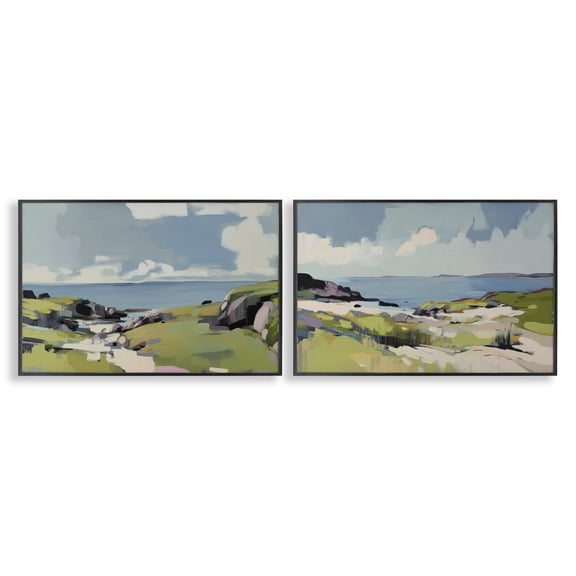 Stupell Industries Breezy Bay Landscape 2 Piece Black Framed Giclee Art Set design by Elara Yasna, 12 x 18