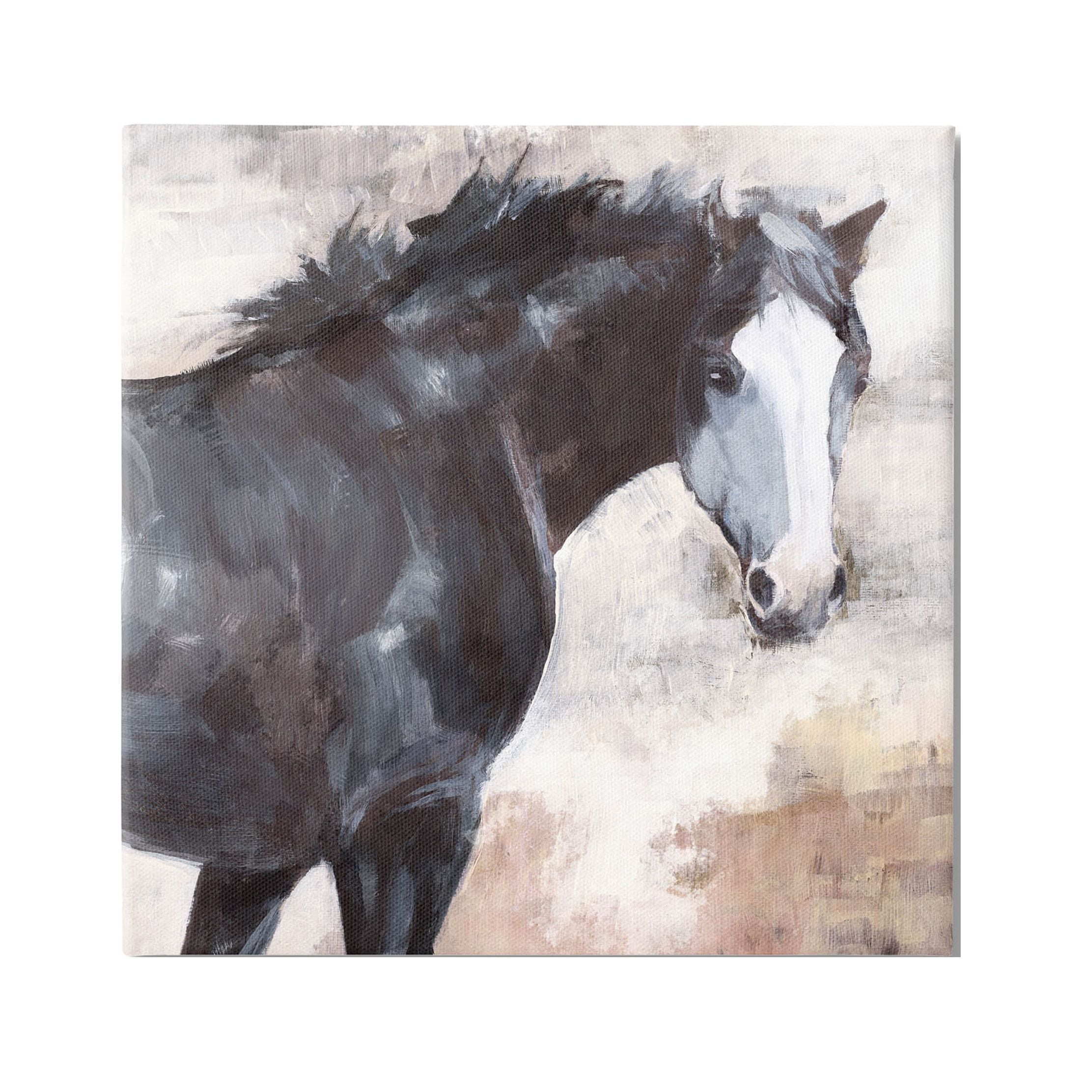 Stupell Industries Breezy Country Stallion Horse Painting Painting Gallery Wrapped Canvas Print Wall Art, Design by Nina Blue