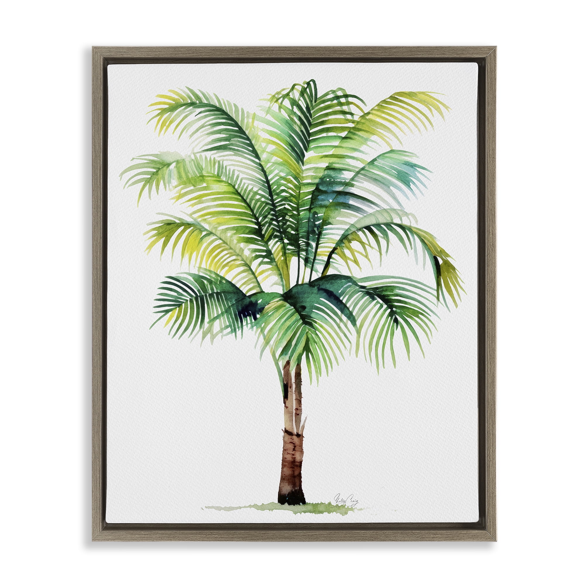 Stupell Industries Breezy Fronds Palm Brown Framed Floater Canvas Wall Art, design by Shelly Craig