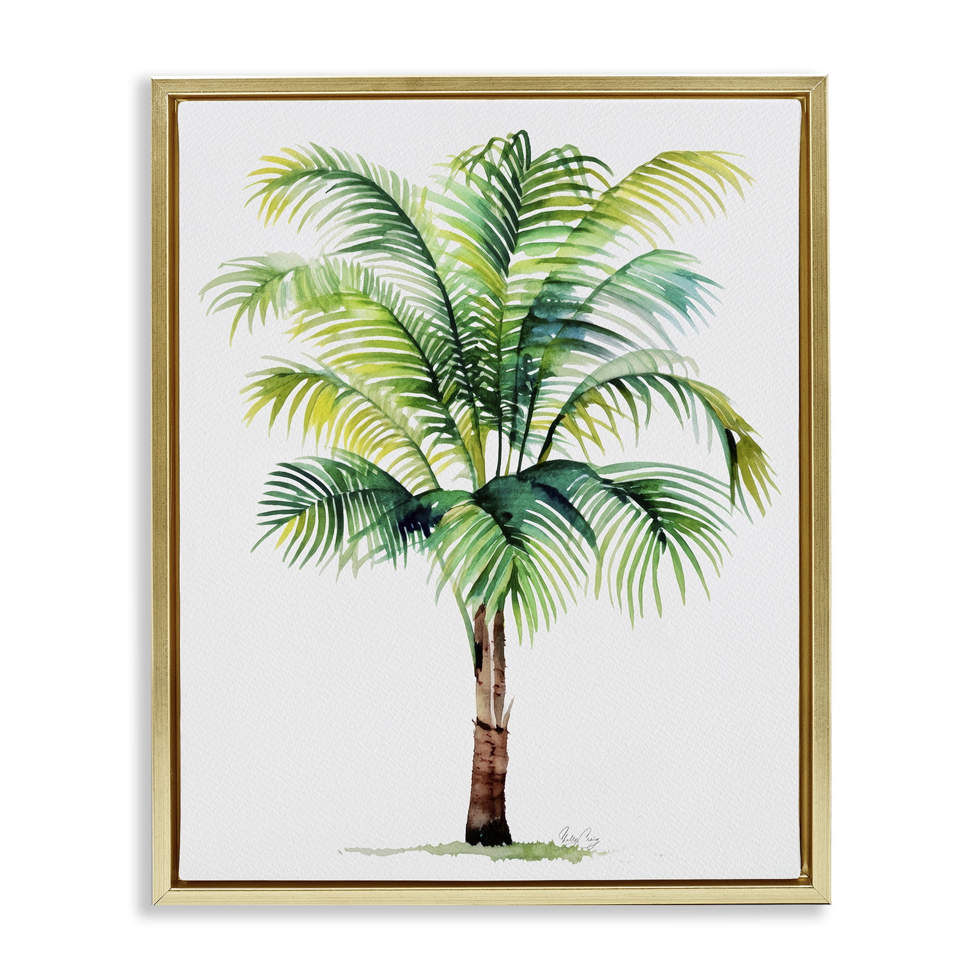 Stupell Industries Breezy Fronds Palm Gold Framed Floater Canvas Wall Art, design by Shelly Craig