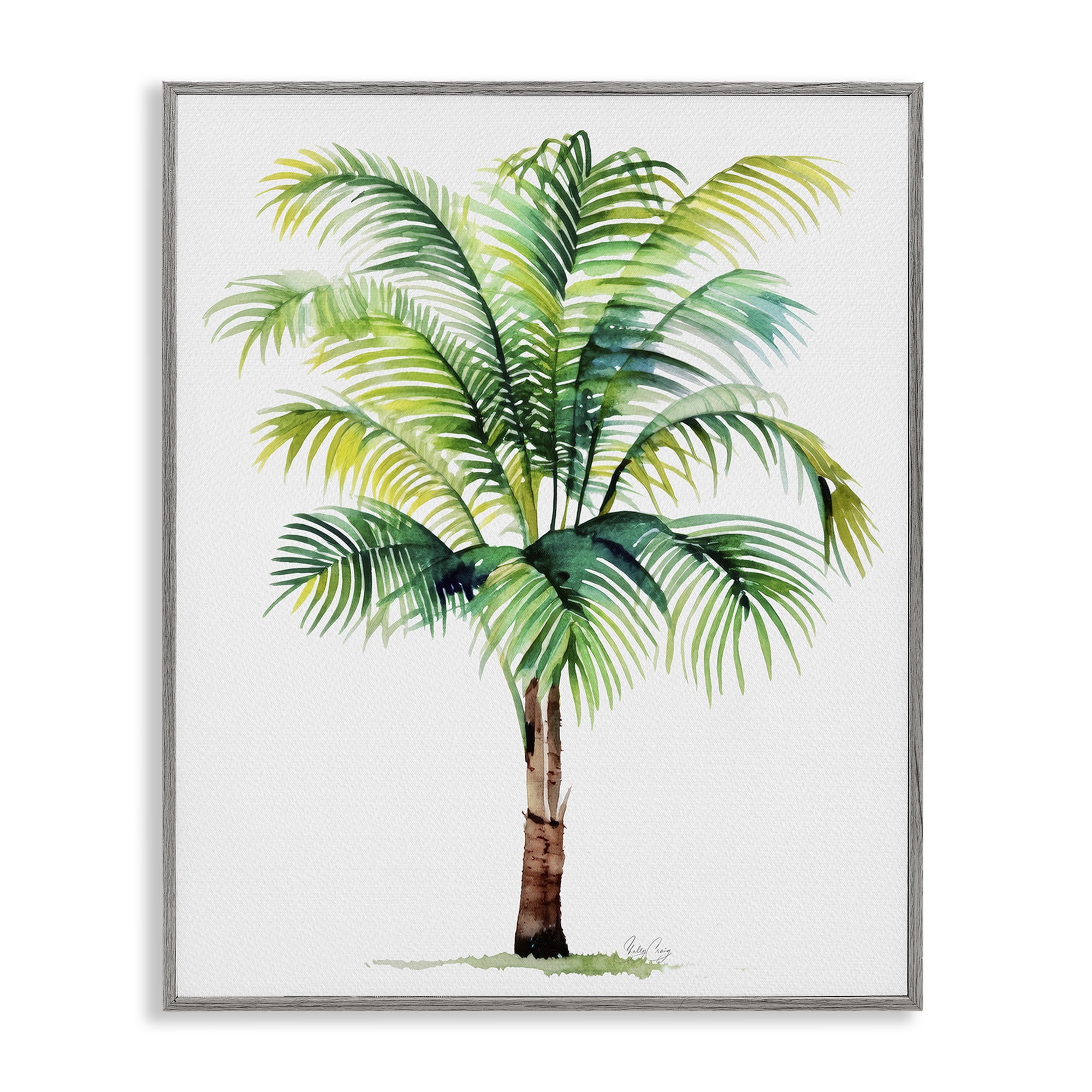 Stupell Industries Breezy Fronds Palm Gray Framed Giclee Art, design by Shelly Craig