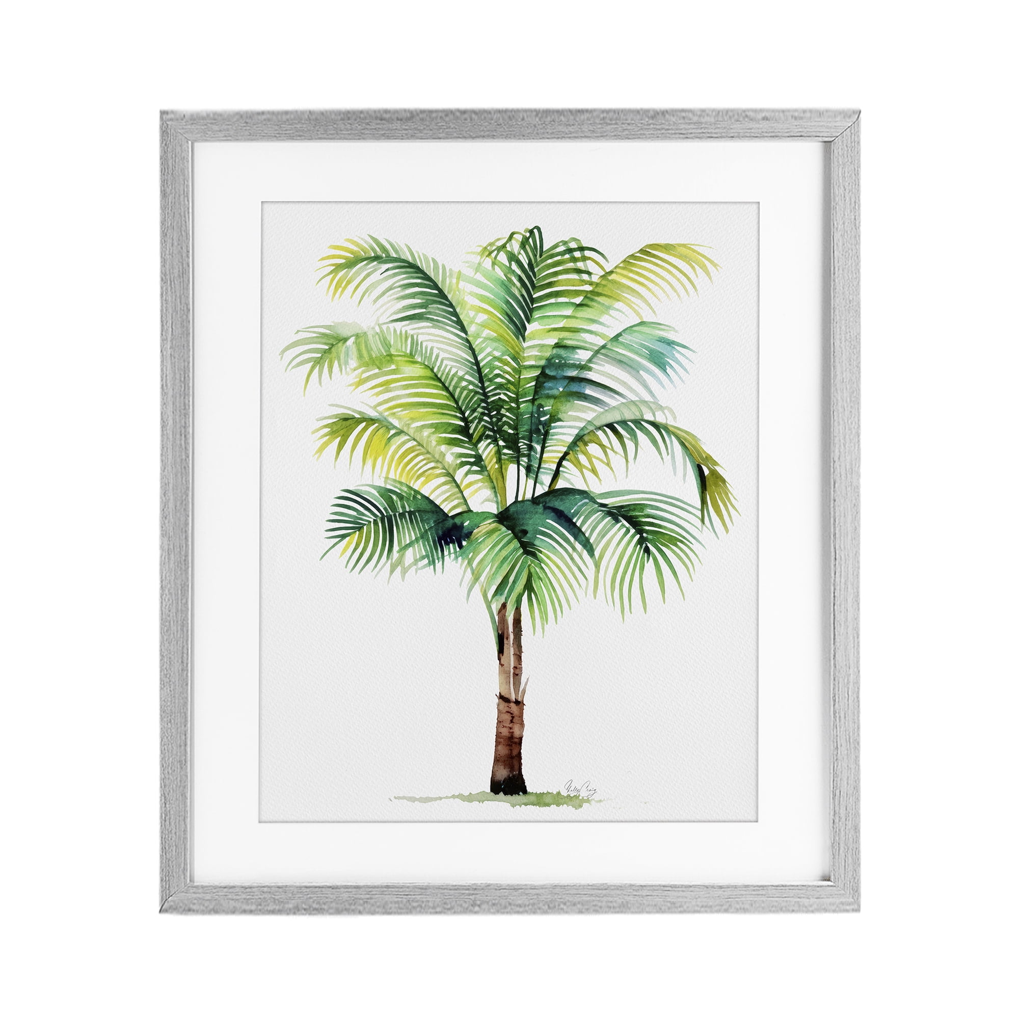 Stupell Industries Breezy Fronds Palm Gray Framed Print Under Glass, design by Shelly Craig