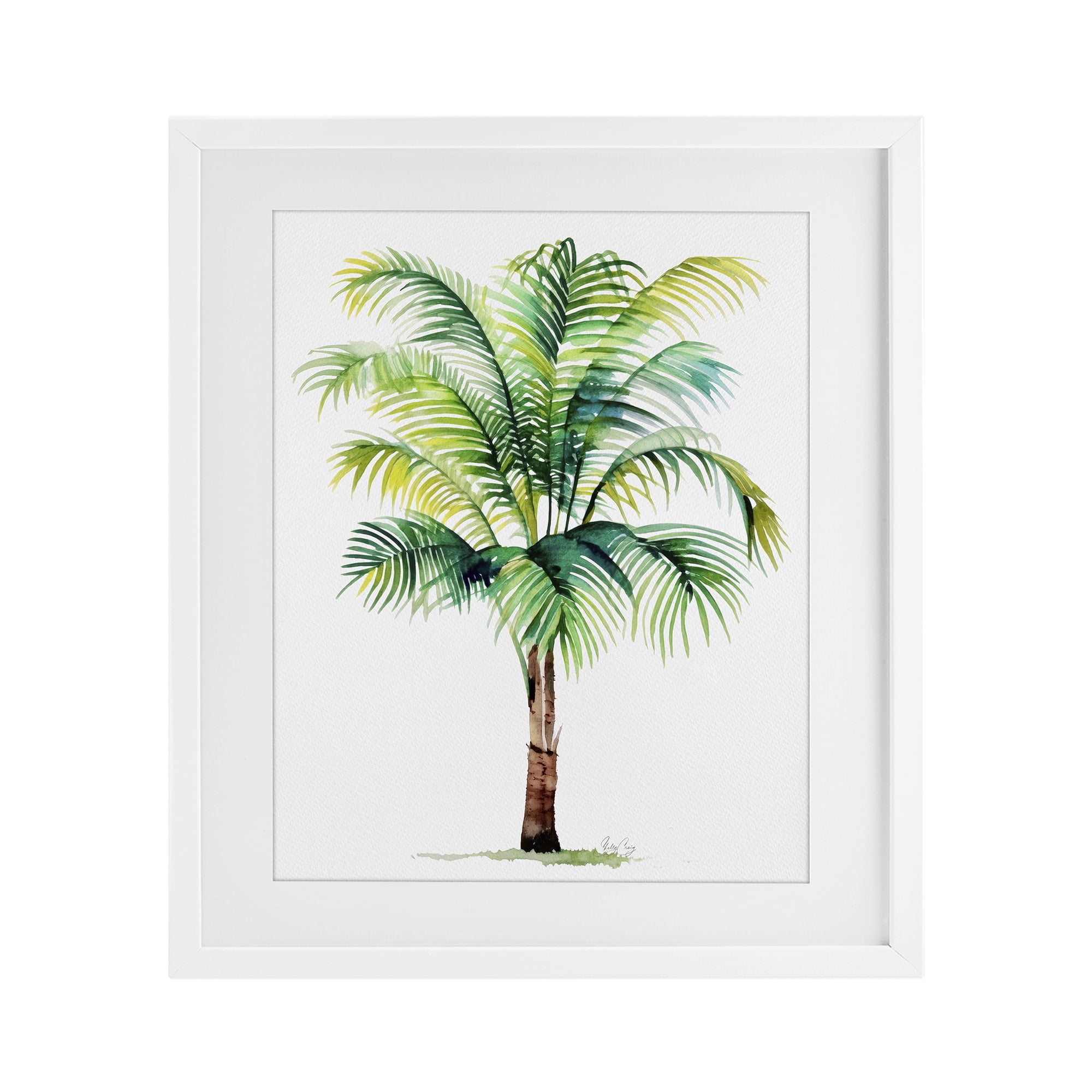 Stupell Industries Breezy Fronds Palm White Framed Print Under Glass, design by Shelly Craig