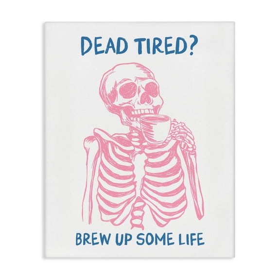 Stupell Industries Brew Up Life Skeleton Canvas Wall Art design by JJ Design House LLC, 20 x 16