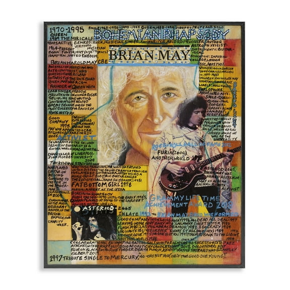 Stupell Industries Brian May Collage People Drawing Black Framed Art Print Wall Art, 11 x 14