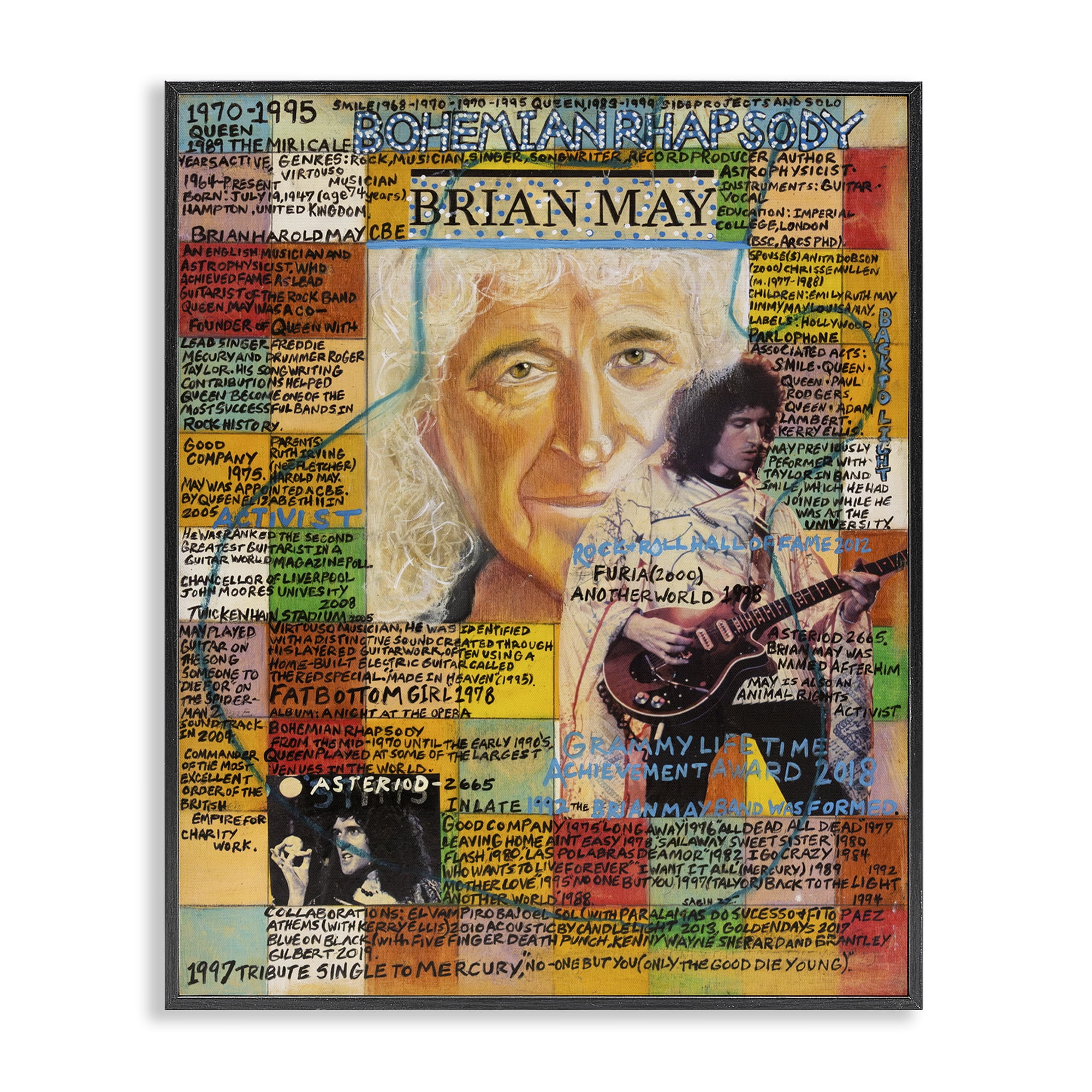 Stupell Industries Brian May Collage People Drawing Black Framed Art Print Wall Art, 24 x 30
