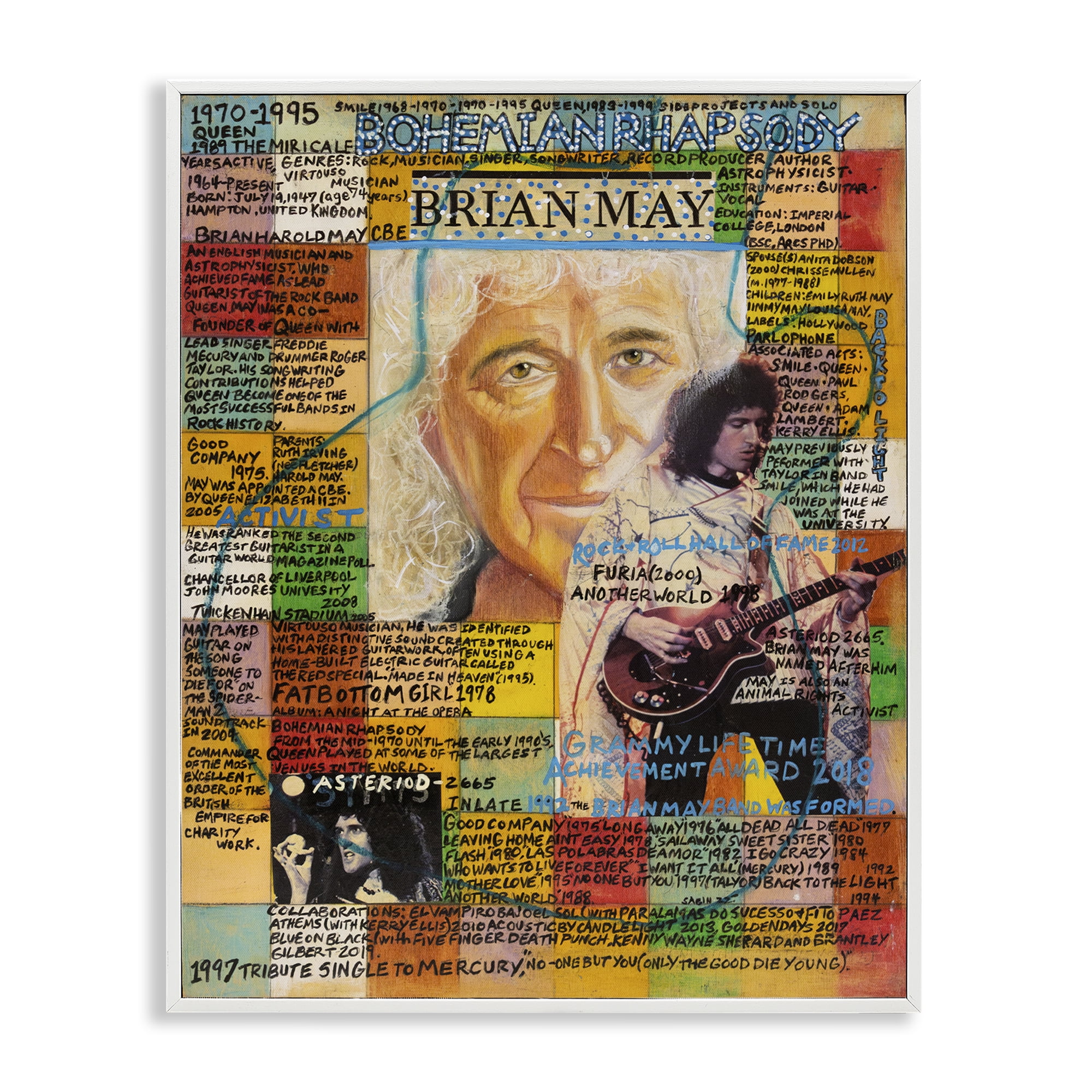 Stupell Industries Brian May Collage People Drawing White Framed Art Print Wall Art, 24 x 30