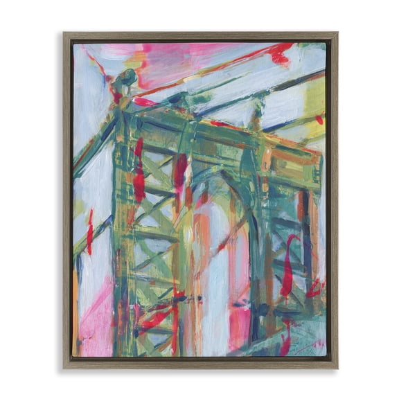 Stupell Industries Bridge Arch Abstraction Buildings & Architecture Painting Brown Floater Framed Canvas Art Print Wall Art, 25 x 31