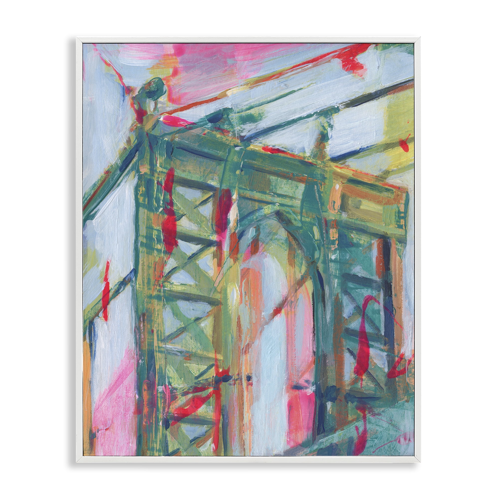 Stupell Industries Bridge Arch Abstraction Buildings & Architecture Painting White Framed Art Print Wall Art, 24 x 30