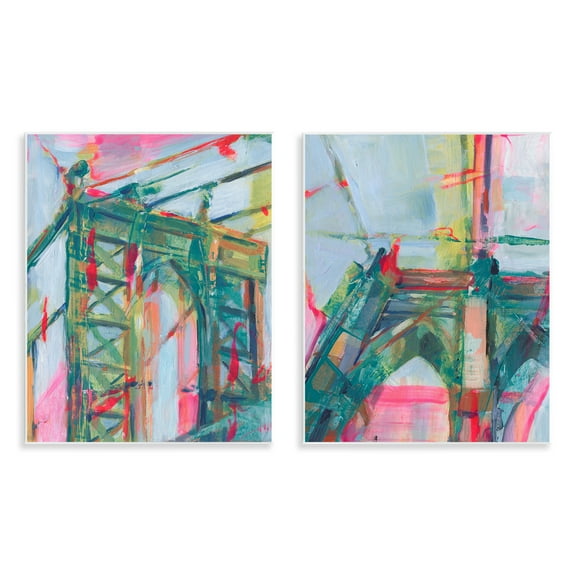 Stupell Industries Bridge Arches Abstractions Scenic & Cityscapes Painting Unframed Art Print Wall Art, 11 x 14, Set of 2
