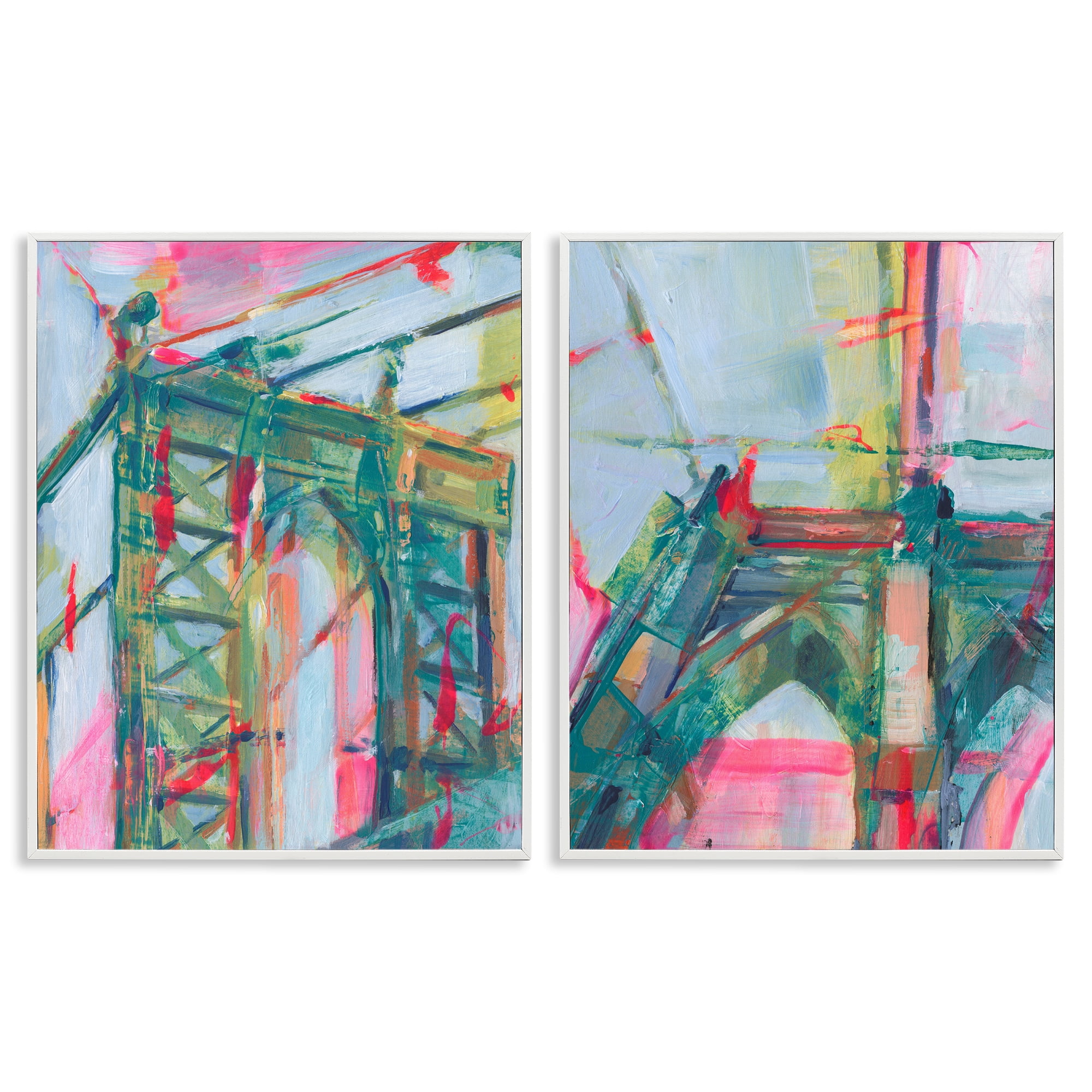 Stupell Industries Bridge Arches Abstractions Scenic & Cityscapes Painting White Framed Art Print Wall Art, 24 x 30, Set of 2