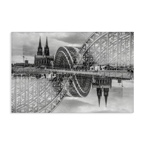 Stupell Industries Bridge & Cathedral Reflection Canvas Wall Art design by Robin Vandenabeele, 20 x 30