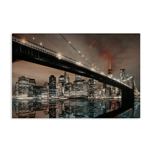 Stupell Industries Bridge Cityscape View Scenery Photography Gallery Wrapped Canvas Art Print Wall Art, 24 x 16