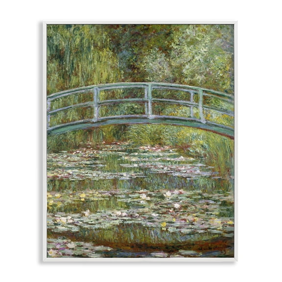 Stupell Industries Art Deco Pond of Water Lilies Rectangular Portrait White Framed Giclee Art, 16 x 20, by Claude Monet