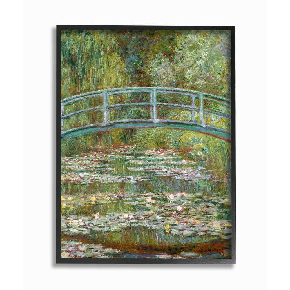 Stupell Industries Bridge Over Lilies Monet Classic Painting Gallery-Wrapped Canvas Print Wall Art, 36x48, by Claude Monet