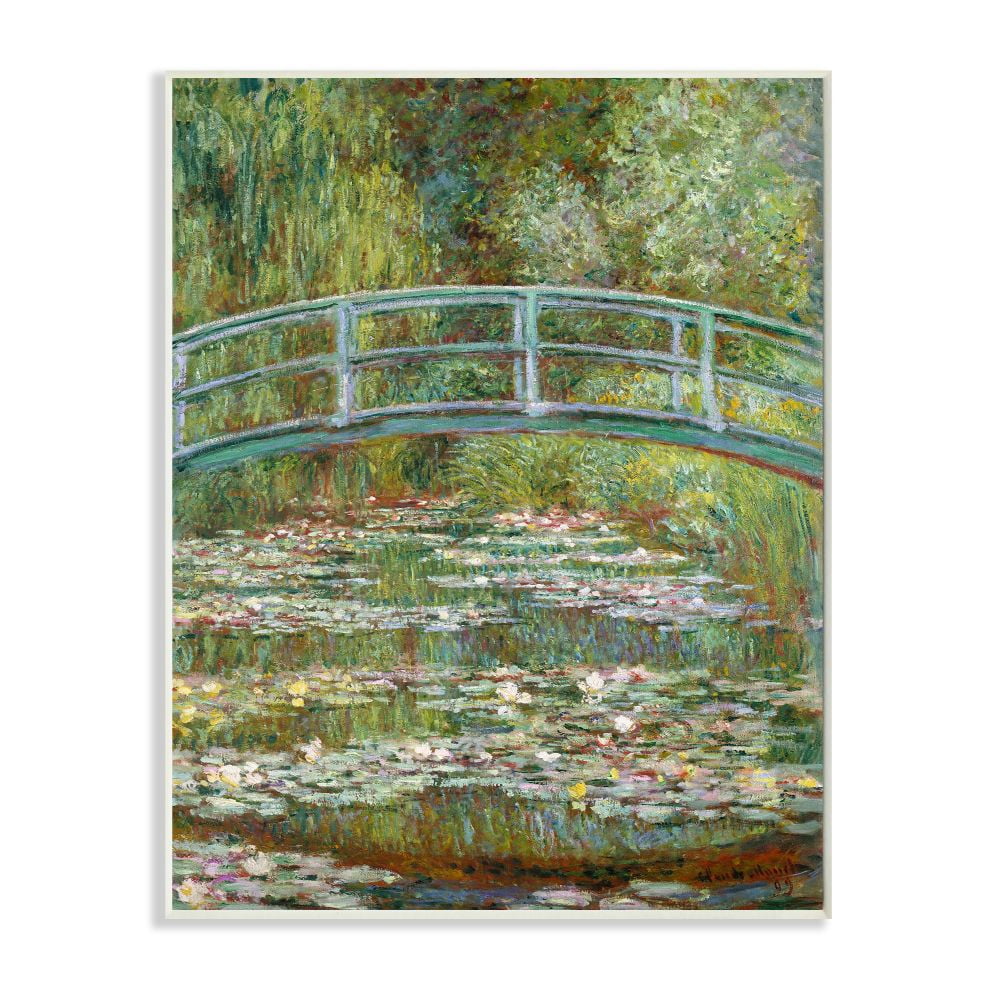 Stupell Industries Bridge Over Lilies Monet Classic Painting Wall Plaque by Claude Monet, 13" x 19"
