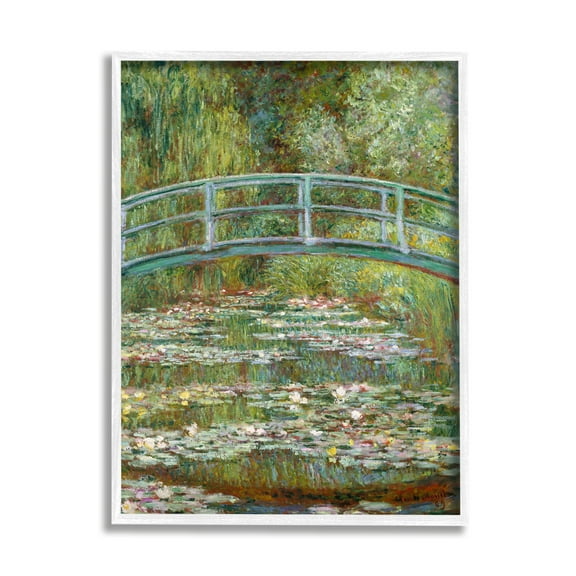 Stupell Industries Bridge Over Lilies Monet Classic Painting White Framed Art Print Wall Art, 11x14, by Claude Monet