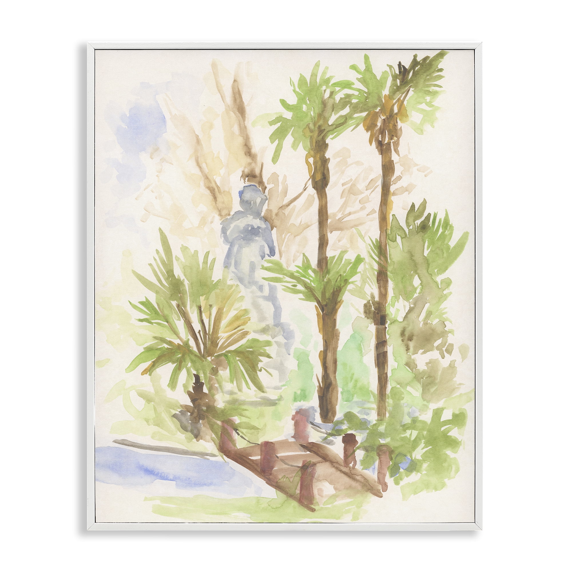 Stupell Industries Bridge over River Abstract Landscape & Nature Painting White Framed Art Print Wall Art, 11 x 14