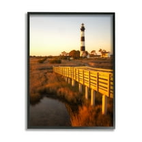 Stupell Industries Bridge to Lighthouse Nature Photography Black Framed Art Print Wall Art, 11 x 14