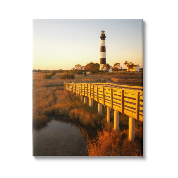 Stupell Industries Bridge to Lighthouse Nature Photography Gallery Wrapped Canvas Art Print Wall Art, 24 x 30