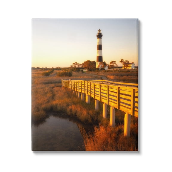 Stupell Industries Bridge to Lighthouse Nature Photography Gallery Wrapped Canvas Art Print Wall Art, 30 x 40
