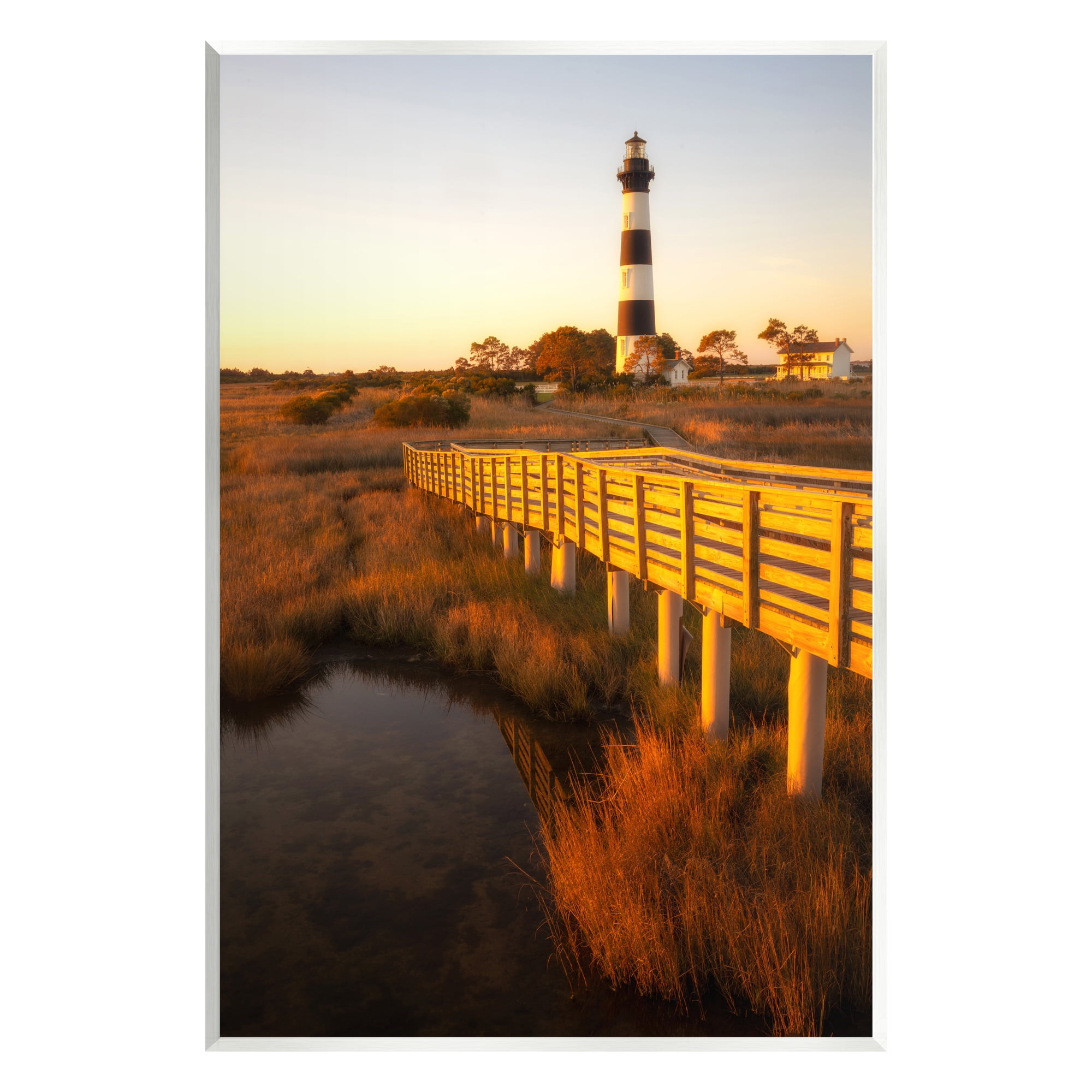 Stupell Industries Bridge to Lighthouse Nature Photography Unframed Art Print Wall Art, 13 x 19