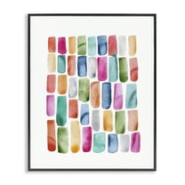 Stupell Industries Bright Abstract Brushstrokes Abstract Painting Black Framed Art Print Wall Art, 11 x 14