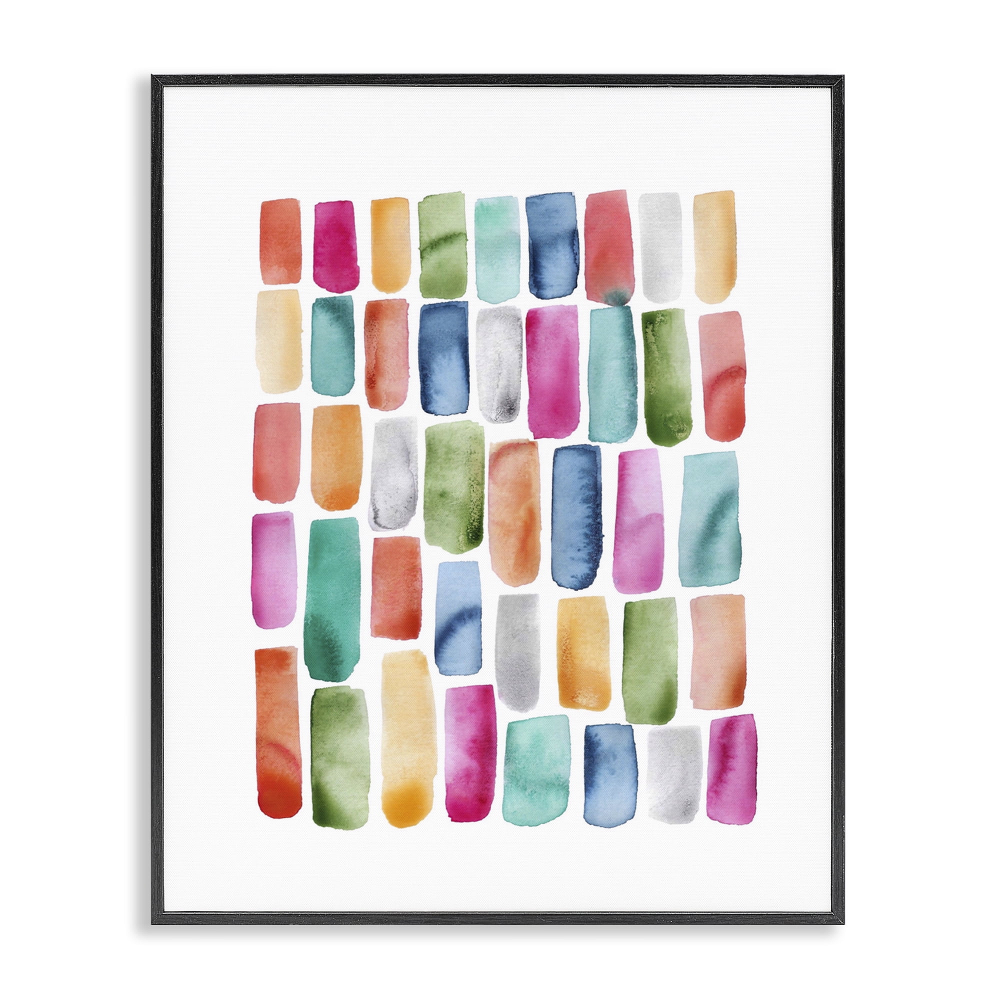 Stupell Industries Bright Abstract Brushstrokes Abstract Painting Black Framed Art Print Wall Art, 16 x 20