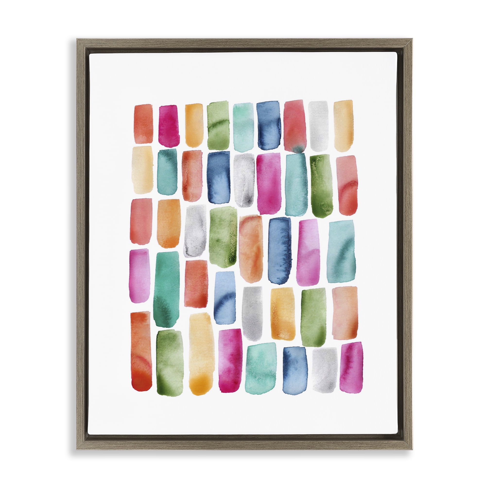 Stupell Industries Bright Abstract Brushstrokes Abstract Painting Brown Floater Framed Art Print Wall Art, 25 x 31