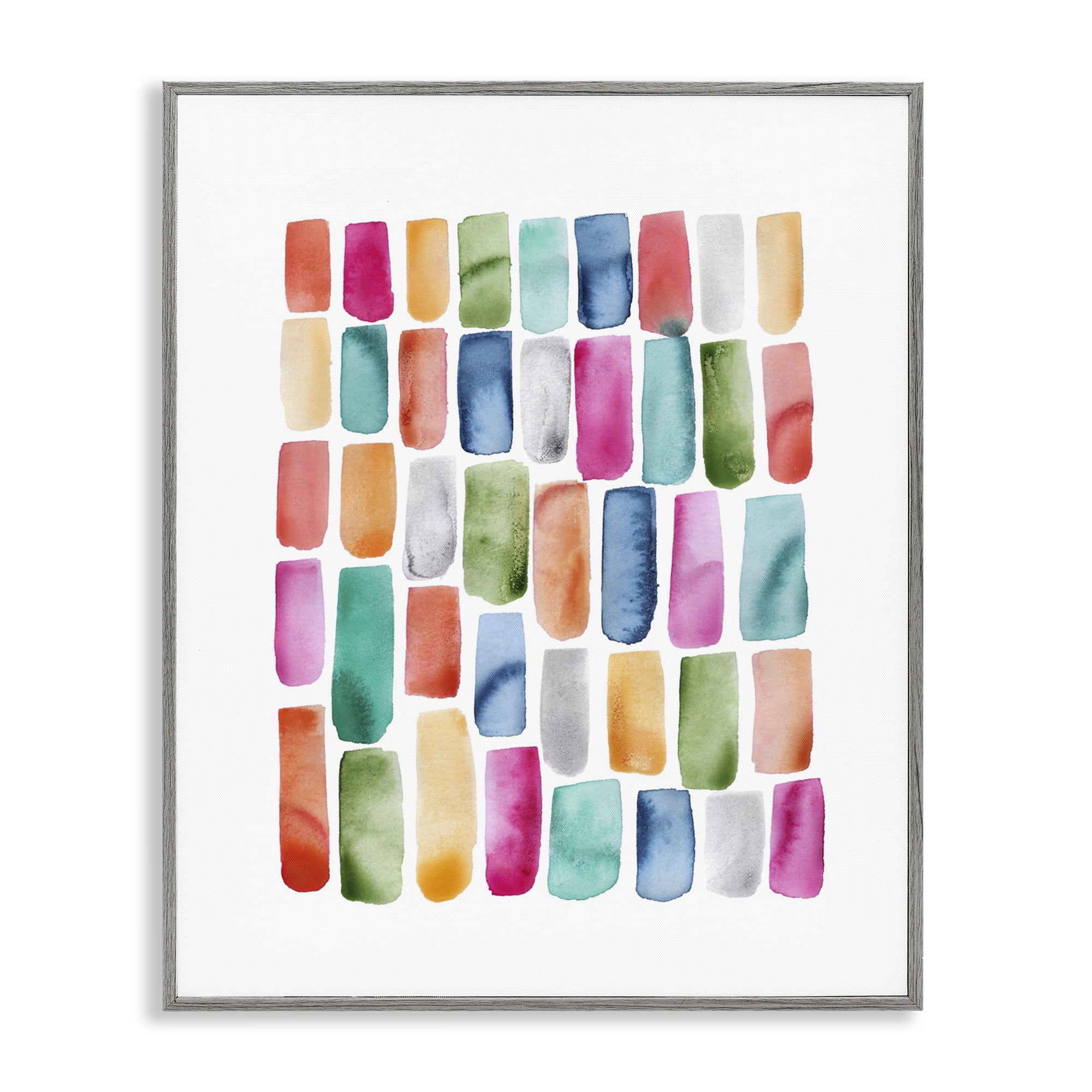 Stupell Industries Bright Abstract Brushstrokes Abstract Painting Gray Framed Art Print Wall Art, 16 x 20