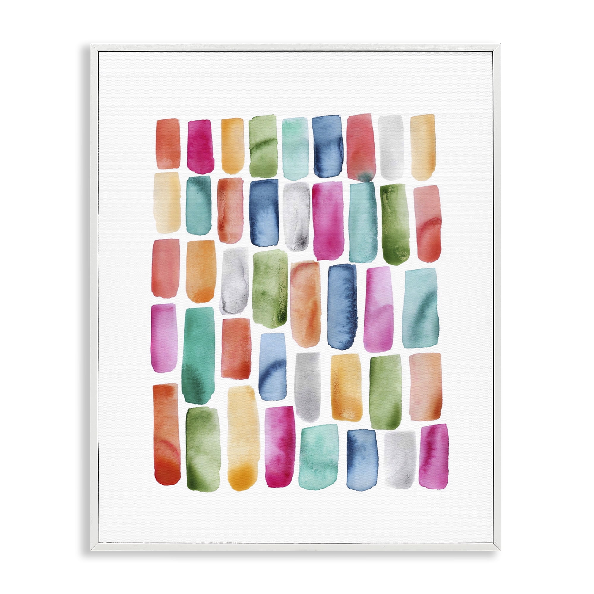 Stupell Industries Bright Abstract Brushstrokes Abstract Painting White Framed Art Print Wall Art, 16 x 20