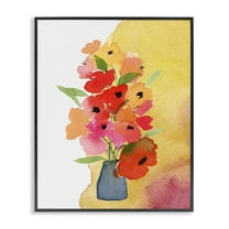 Stupell Industries Bright Abstract Florals Botanical & Floral Painting Black Framed Art Print Wall Art, 11 x 14