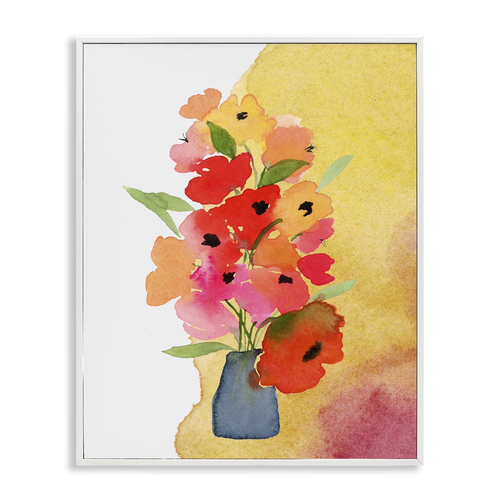 Stupell Industries Bright Abstract Florals Botanical & Floral Painting White Framed Art Print Wall Art, 11 x 14