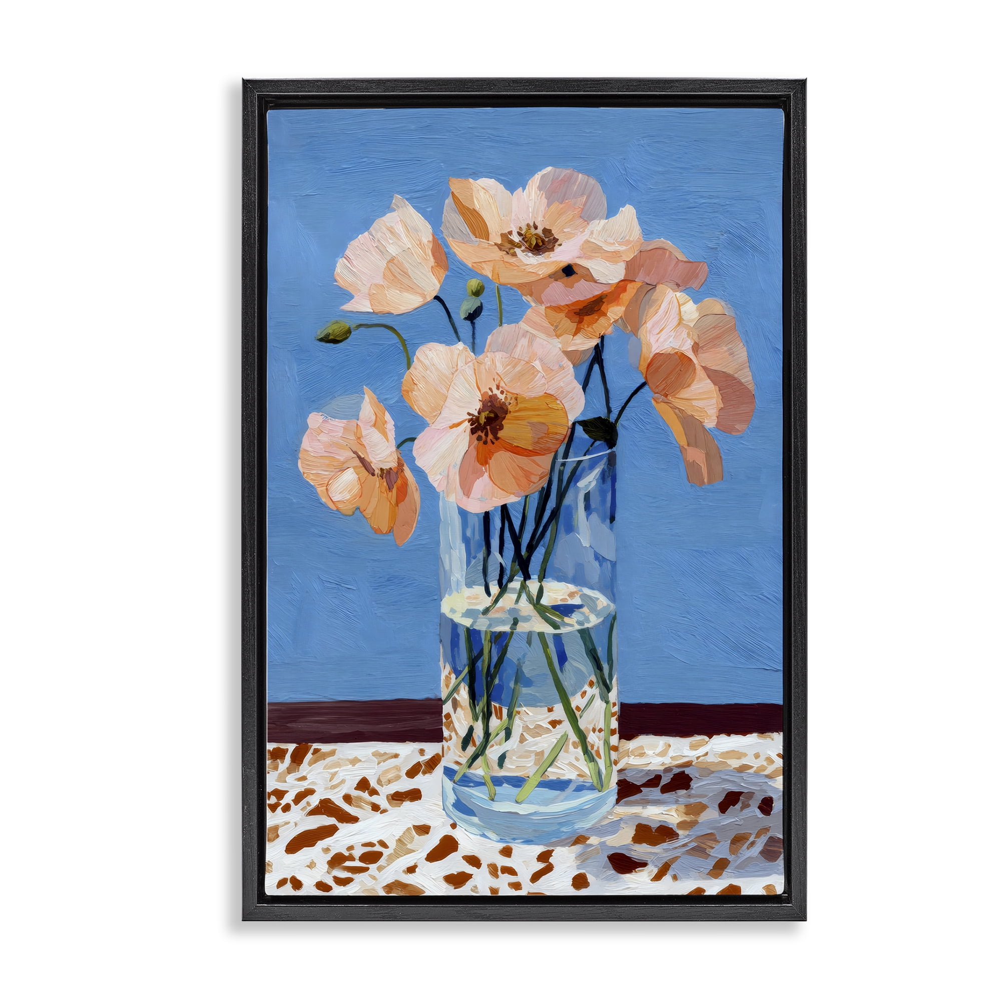 Stupell Industries Bright And Pink Poppies Black Framed Floater Canvas Wall Art, design by Petal Prints Design