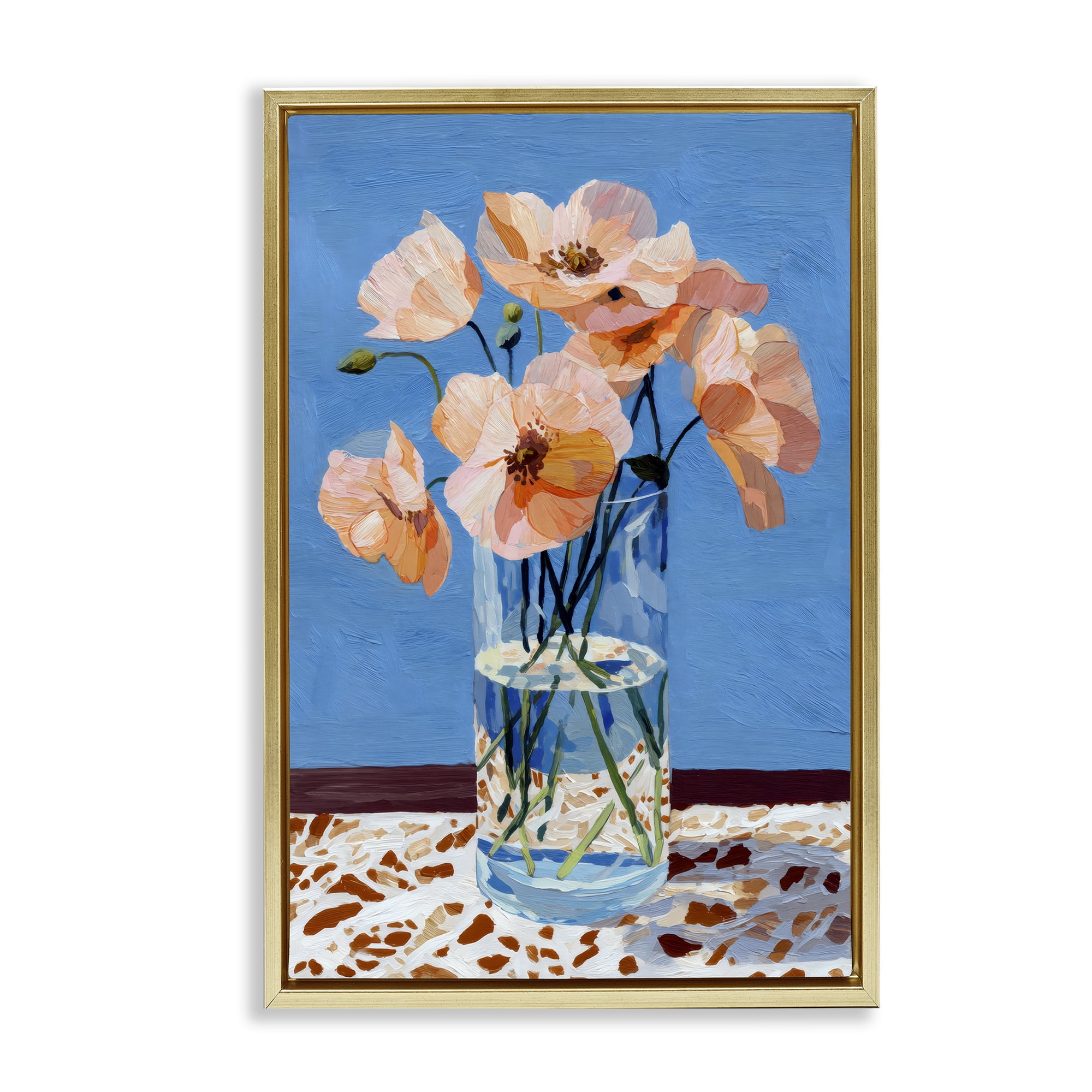 Stupell Industries Bright And Pink Poppies Gold Framed Floater Canvas Wall Art, design by Petal Prints Design