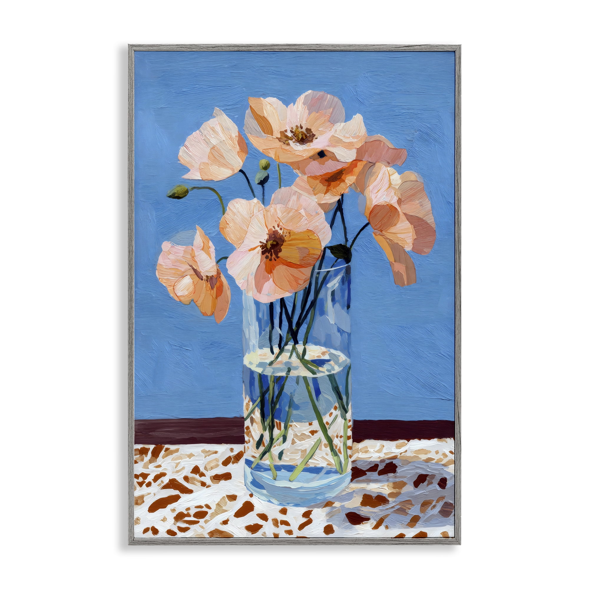 Stupell Industries Bright And Pink Poppies Gray Framed Giclee Art, design by Petal Prints Design