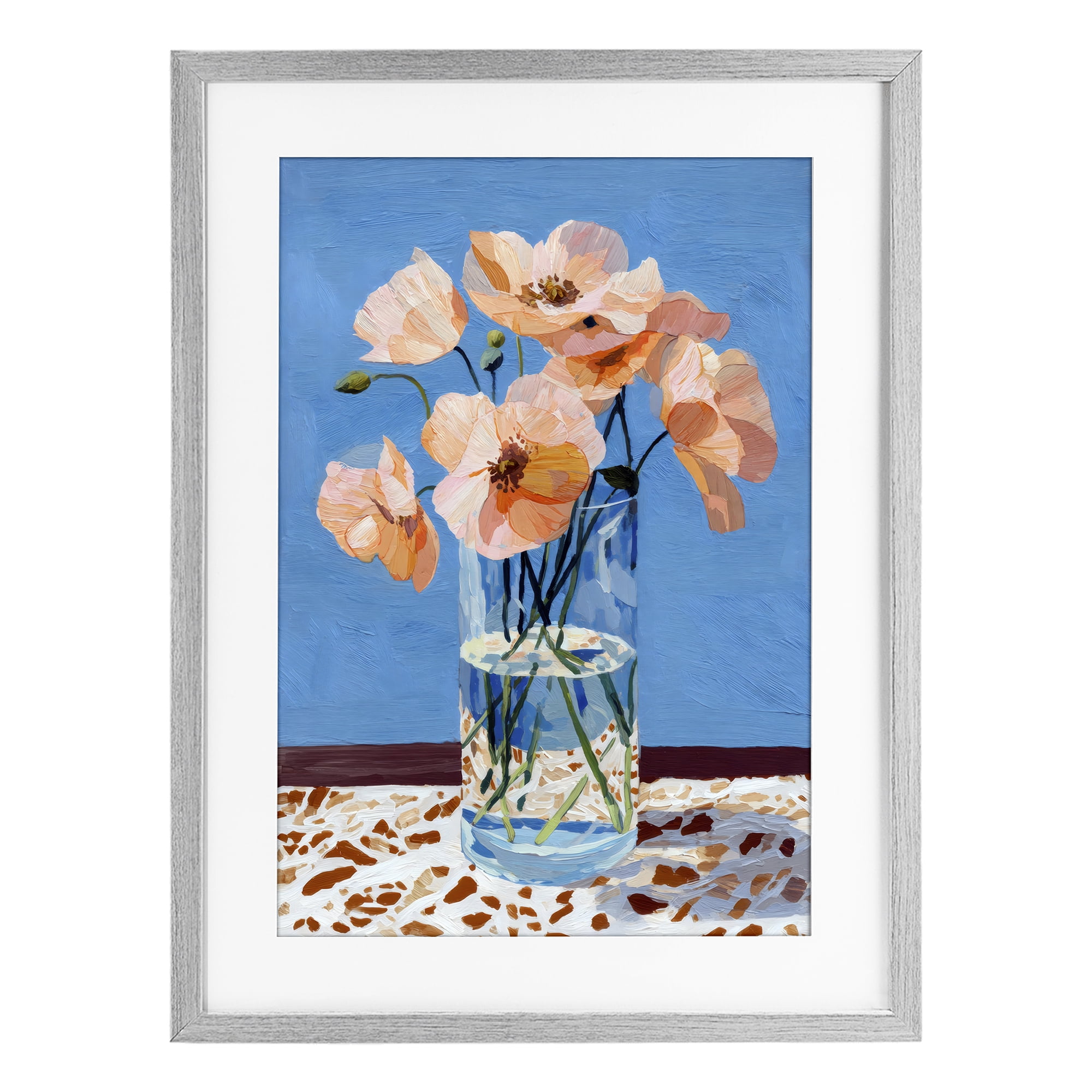 Stupell Industries Bright And Pink Poppies Gray Framed Print Under Glass, design by Petal Prints Design
