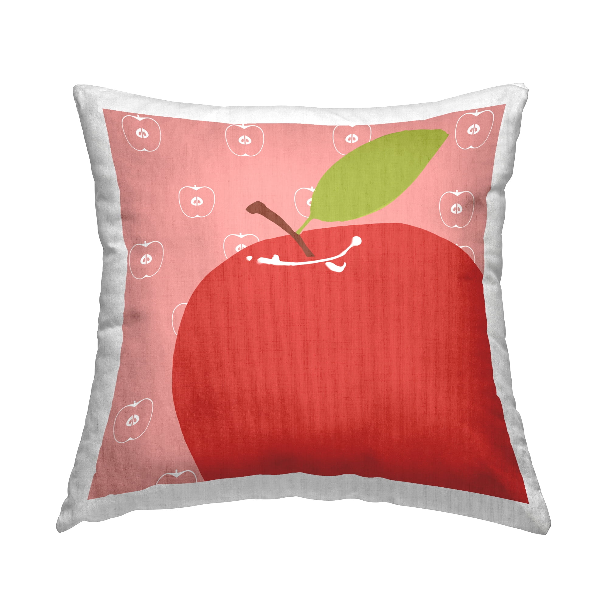 Stupell Industries Bright Apple Fruit Decorative Printed Throw Pillow Design by Daniela Santiago.