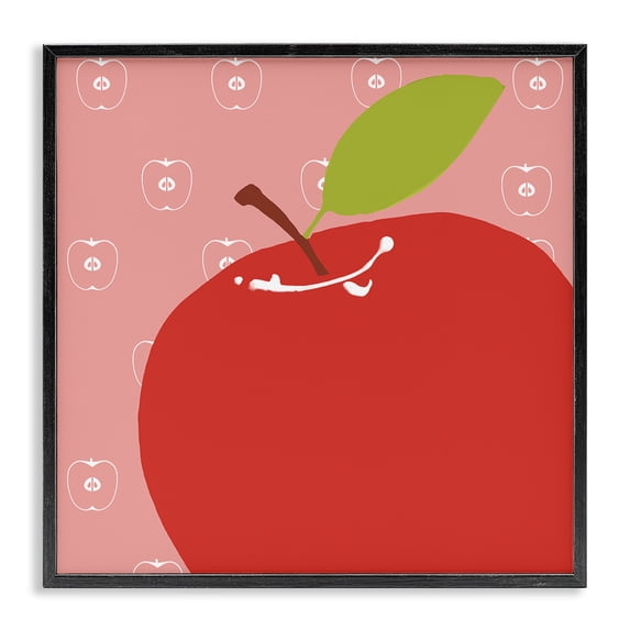 Stupell Industries Contemporary Bright Apple Fruit Black Framed Giclee Art, 12 x 12, by Daniela Santiago