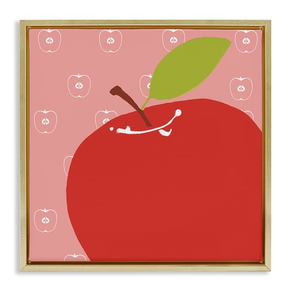 Stupell Industries Bright Apple Fruit Food & Beverage Painting Gold Floater Framed Canvas Art Print Wall Art, 18 x 18