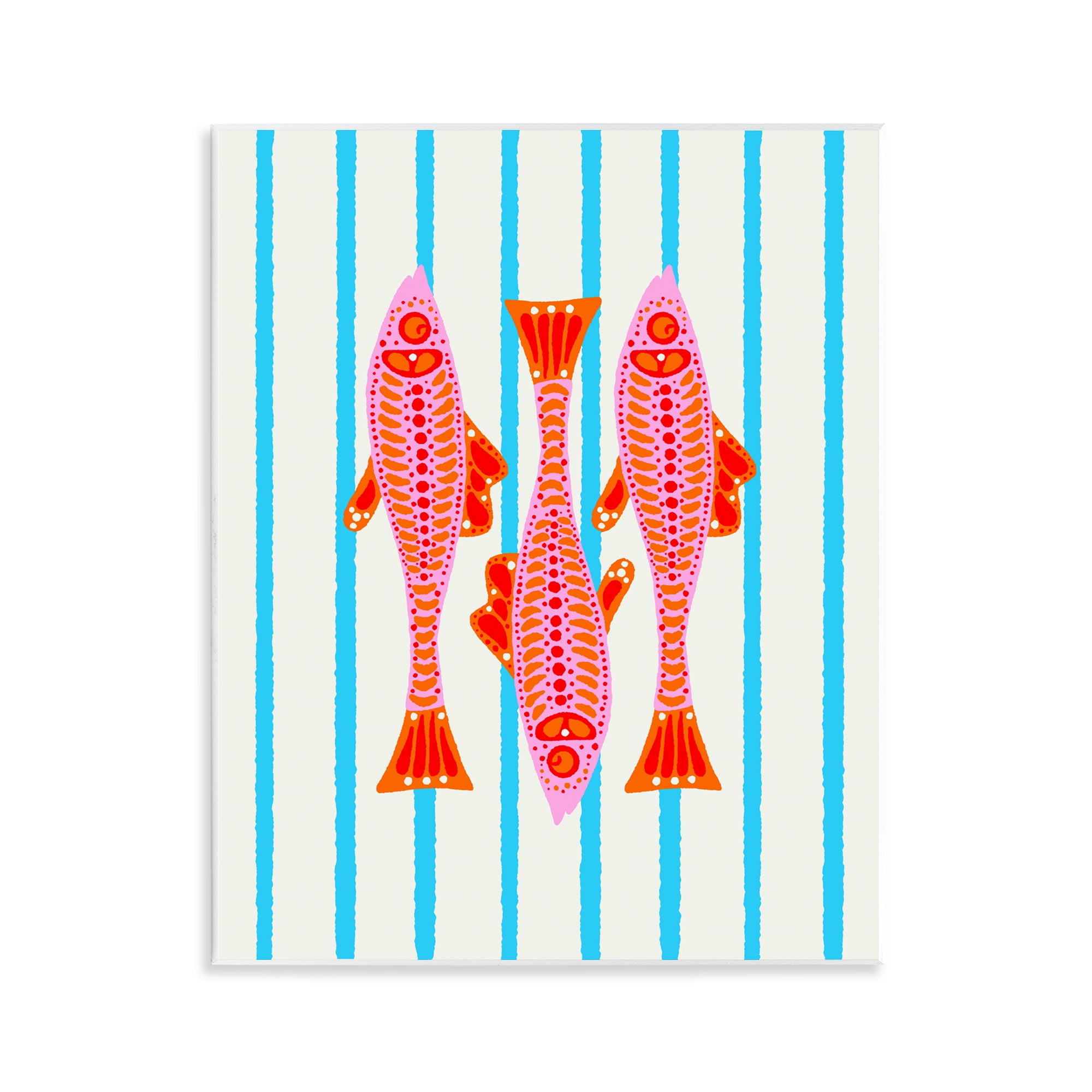 Stupell Industries Bright Aquatic Fish on Stripes Wall Plaque Art, design by Indira Prieto | IndySign