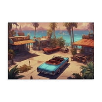 Stupell Industries Bright Beach Hues View Transportation Painting Wrapped Canvas Art Print Wall Art, 24 x 16