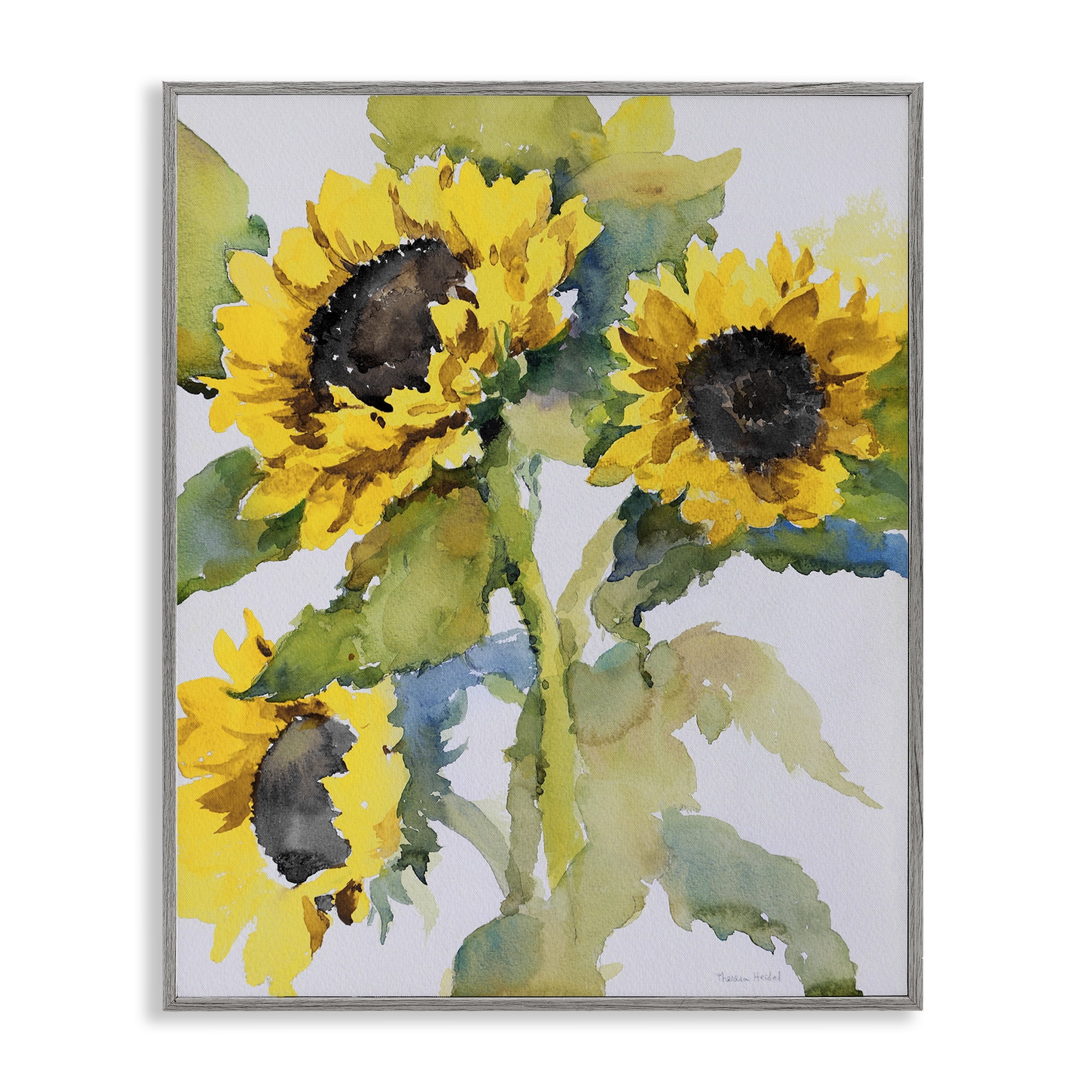 Stupell Industries Bright Blooming Bouquet Botanical & Floral Painting Gray Framed Art Print Wall Art, 11 x 14