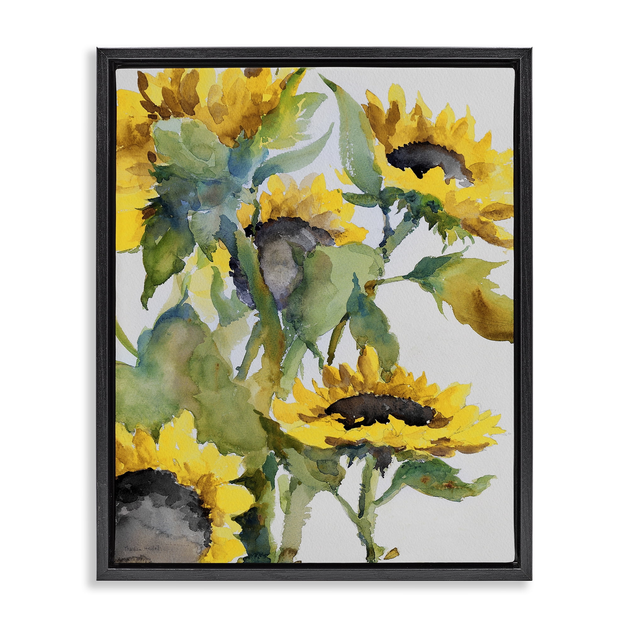 Stupell Industries Bright Blooming Sunflowers Botanical & Floral Painting Black Floater Framed Art Print Wall Art, 25 x 31